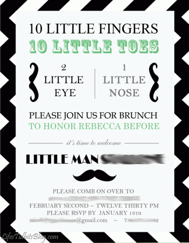 DIY Little Man / Mustache Baby Shower Invitation |  Life's Tidbits