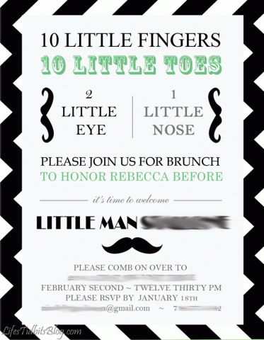 BabyShower_InviteFront DIY Little Man / Mustache Baby Shower Invitation | Life's Tidbits