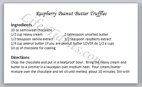 PBraspberryTruffle_recipecard Raspberry Peanut Butter Truffles Recipe | Life's Tidbits