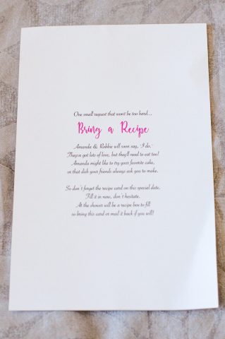 Think Pink! Bridal Shower Invitations - Back of Invitation | Life's Tidbits