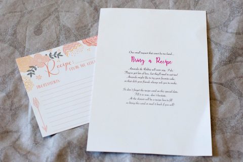 Think Pink! Bridal Shower Invitations - Back of Invitation with Recipe Card | Life's Tidbits