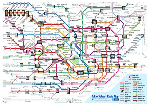 Tokyo, Japan Subway/Train Map